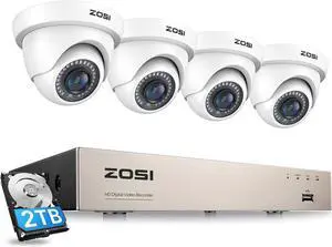 Gadpiparty ZOSI 1080p Home Security Cameras System with 2TB HDD,5MP Lite H.265+ 8CH 1080P CCTV DVR and 4pcs 2.0MP 1920TVL Weatherproof Surveillance Cameras Outdoor Indoor,80ft Night Vision,Motion Ale