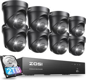 Gadpiparty ZOSI 4K PoE Security Camera System with Person Vehicle Detection,8 Ports 16CH 8MP NVR with 2TB HDD,8pcs 4K Outdoor Indoor PoE IP Cameras,Night Vision,Spotlight Siren,2 Way Audio,for 24/7 R