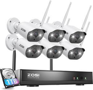 Gadpiparty ZOSI 8CH 2K Wireless Security Camera System with 1TB HDD,6X 3MP WiFi Indoor Outdoor Cameras,Two-Way Audio,Color Night Vision,Light & Siren Alarm,2K H.265+ 8CH NVR Recorder for Home 24/7 Re