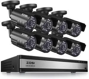 Gadpiparty ZOSI 16CH 1080P Surveillance Cameras System Outdoor H.265+ 16Channel 1080P Security DVR Recorder and 8pcs 1080P Weatherproof Bullet Cameras,80ft Night Vision, Motion Alert,Remote Access(No