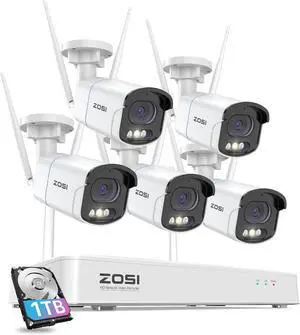 Gadpiparty ZOSI 8CH 4MP QHD 2.5K WiFi Security System with 4 x 4MP Outdoor Cameras & C186 4K 8MP Aurora Lux Camera, True Full Color Night Vision, AI Person/Vehicle Detect, Dual Band WiFi, 2-Way Talk,