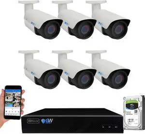 Gadpiparty GW Security 8 Channel 4K NVR 8MP AI Human Detection Starlight Color Night Vision Security Camera System with 6 UHD 4K 2160P Microphone PoE Outdoor/Indoor Weatherproof IP Security Bullet Ca