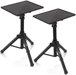 Pyle Laptop Projector Tripod Stand - 2 Pcs Computer, Book, DJ Equipment Holder Mount Height Adjustable Up to 52 Inches w/ 20'' x 16'' Plate Size - Perfect for Stage or Studio Use - Pyle PLPTS4X2