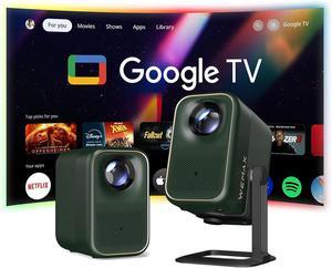 WEMAX Projector, Google TV Projector with Licensed Netflix, 400 ISO Lumens, 4K Support Smart Movie Projector with Adjustable Stand, Native 1080P with WiFi and Bluetooth Home Theater Projector