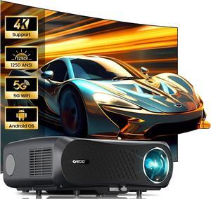 Smart TV Projector 4K Home Theater, 1250 ASIN daytime projector with 5G WiFi Bluetooth Android TV 300" Huge Screen, Native 1080P Movies Projector for Outdoor/Indoor, Gaming, Business, Backyard