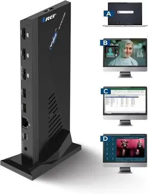 OREI SplitExtend HDMI Splitter Extended Display for Windows Only Dual Monitor - Multi-Monitor Display 3 Separate Screens - USB-C Adapter to HDMI 2.0, 4K@30Hz Outputs - 100W PD and USB 2.0 Input