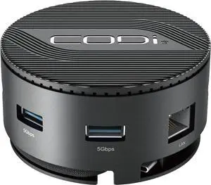 CODi CentroM3 Multi-Port USB-C Docking Station  4K Dual HDMI, Gigabit Ethernet, 3 USB-A 3.2 Ports, PD Charging, 9" Braided Cable  Universal USB-C Hub for Laptops & MacBook