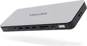 VisionTek VT2600 USB-C MST 3X Monitor Docking Station - 100W Power, 2X DisplayPort, 2X HDMI, 3X USB-A, 3X USB-C, Audio, Ethernet, SD Reader for Windows