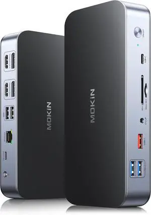 DisplayLink Laptop Docking Station Dual Monitor, USB C Dock with 120w Power, USBC Docking Station with 2 HDMI, 2 DisplayPort,2.5Gbps Ethernet,USB 3.1/3.0/2.0, SD/TF for MacBook Pro/Air/Dell/HP/Lenovo