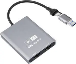 USB C to HDMI Dual Monitor Adapter, DisplayLink Adapter Compatible with M1/M2/M3 MacBook, Windows, Android (USB-C to HDMI Dual Monitor)