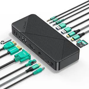 TG20 Powered USB-C Docking Station with Multi Ports - Dual/Triple Monitor Display, PD60W, 1Gbps Ethernet, 4K 60Hz HDMI DP, VGA - for Windows Laptops