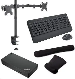Lenovo ThinkPad Universal USB-C Dock 90W 4K Support, HDMI, USB-C, DisplayPort, USB Hub Bundled with Desk Mount Dual Monitor Stand, MK650 Wireless Keyboard & Mouse, Gel Mouse & Wrist Pad Lenovo ThinkPad Universal USB-C Dock 90W 4K Support, HDMI, USB-C, DisplayPort, USB Hub Bundled with Desk Mount Dual Monitor Stand, MK650 Wireless Keyboard & Mouse, Gel Mouse & Wrist Pad