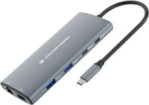 DONN06G 10-in-1 USB 3.2 Gen 1 Docking Station, HDMI, 100W USB PD, USB-C 5Gbps x 2, USB-A 5Gbps x 3, SD, TF/MicroSD, GbE