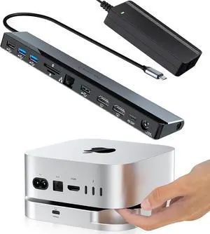 Mac Mini M4 Dock with 40Gbps M.2 NVMe SSD Enclosure and USB C Docking Station Dual Monitor
