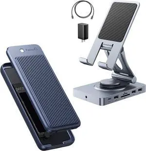Versatile USB C Docking Station and NewQ USB4 M.2 NVMe SSD Enclosure