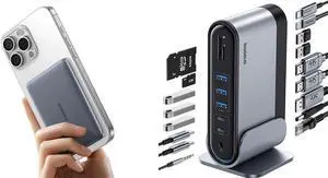 Baseus 17-in-1 Docking Station & 0.3" Slim Magsafe Power Bank