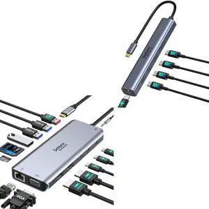 Selore USB C Docking Station Dual Monitor, 10Gbps USB C Hub