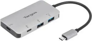 Targus USB-C Multi-Port Hub with 2X USB-A and 2X USB-C Ports with 100W PD Pass-Thru, Gray (ACH228EU)