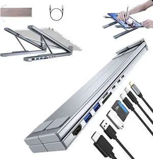 Civilizek/Civilized 8-in-1 USB-C Laptop Stand, Upliftjoys 8-in-1 USB-C Laptop Stand, Adjustable Civilizek Laptops Stands, with 4K HDMI,2 USB 3.0, Universal for Home Offices,Corporate Desks (1Pc)
