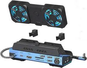 for Legion Go ROG Ally Steam Deck Dock 10 in 1 USB C Docking Station, Detachable Dual Cooling Fan, 4K 60Hz HDMI, Gigabit Ethernet, 4 USB 3.0, PD100W, M.2 NVMe, SD TF