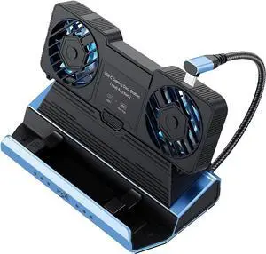 for Legion Go ROG Ally Steam Deck Dock - 9 in 1 USB C Docking Station RGB, Detachable Dual Cooling Fan, 4K 60Hz HDMI, Gigabit Ethernet, 4 USB 3.0, PD100W, SD TF Card Slot
