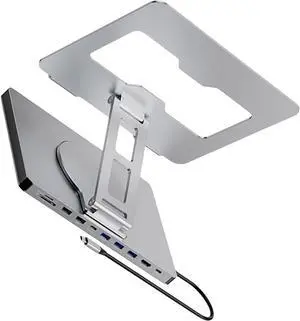 10 Port Laptop Docking Station with 360 Degree Rotate Base and Comprehensive Device Protections Aluminum Alloy