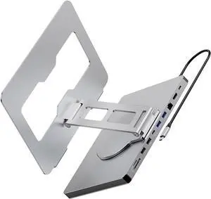 10 in 1 Laptop Docking Station with 360 Degree Rotating Base Stand for Efficient Office Use and Device Connection Holder
