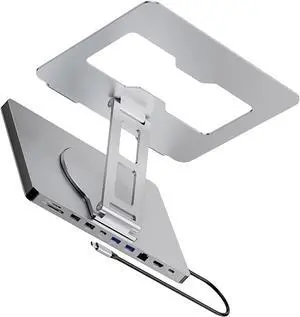 10 in 1 Laptop Docking Station with 360 Degree Rotating Base Stand for Efficient Office Use and Device Connection Holder