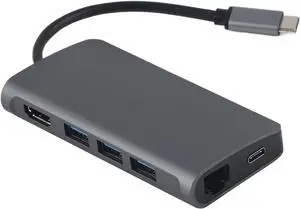 8 in 1 Multi Function USB C Docking Station with, Gigabit Ethernet, 3 USB3.0 Ports, Stable Transmission for Notebook Up to 4K x 2K Resolution