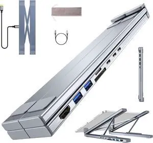 8-in-1 USB-C Laptop Stand, 8 in 1 USB C Laptop Docking Station Stand, Multi-Function 8-in-1 Laptop Stand, with 4k Video Output, USB 3.0, and Fast Charging, for Laptops, Tablets (5-in-1)
