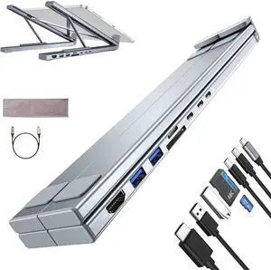 Civilized 8-in-1 USB-C Laptop Stand, 2025 New 8 in 1 USB C Laptop Docking Station Stand with 4k HDMI, Civilized Laptop Stand for Office School and Home Use