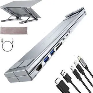 Civilizek/Civilized 8-in-1 USB-C Laptop Stand, Portable Computer Notebook Stands Built-in Docking Station, Foldable Hub Dock with 4k Hdmi, USB 3.0, Pd 100w for Home Offices, Corporate (2)
