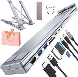 Civilizek 8-in-1 USB-C Laptop Stand, Civilizek Laptop Stand, Laptop Docking Station Stand with 4K HDMI, Portable Type C Hubs Adapter, 2 USB 3.0, Pd 100w, Universal for Home Offices (8-in-1)