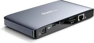 USB C HUB Dual HDMI, Dock with 2 * K@60Hz Monitor, Dockteck Laptop Docking Station with 60W Charging, 2 Thunderbolt 3, 8K, 2 USB A 10G, USB C Gen 2, UHS-II SD/TF, Audio, RJ45- Mac&Windows