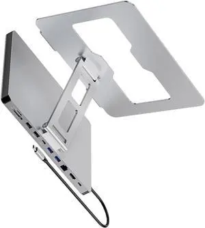 ljhnba Laptop Stand Docking Station Featuring 10 Port 3USB3.0 PD100W 4K60hz Output Notebook Holder for Business Travelers