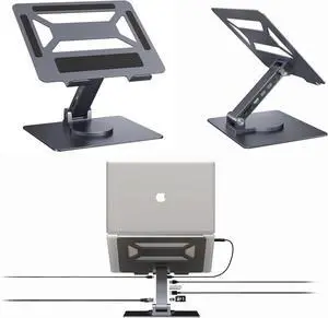 7 in 1 Laptop Docking Station Stand Detachable USB C Hub, 4K HDMI, 2 USB 3.0, RJ45, PD 3.0 Universal Laptop Stand with 360-degree Swivel Stand