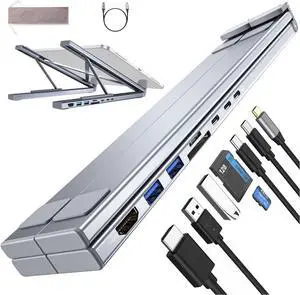 8-in-1 USB-C Laptop Stand, USB C Laptop Docking Station Stand, Civilizek Laptops Stands, with 4k Hdmi, 2 USB 3.0, Pd 100w, Laptop Stand Hub for Desk, Plug and Play (5-in-1)