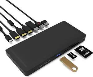 Thunderbolt 3 USB-C 10 Port Docking Station, 65W Power Delivery, Dual 4k Display Dock for USB-C & Thunderbolt 3 Laptops