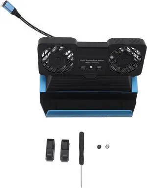 SUNGOOYUE 10 in 1 Docking Station, Dual Cooling Fans 100W PD Gigabit Ethernet USB 3.0 5Gbps NVMe Slot 4K 60Hz HD Multimedia Interface Hub for Handheld Gaming Devices Tablets