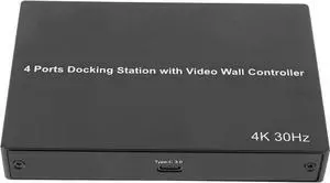 USB 3.0 to Quad HDMI Adapter, USB 3.0 to HDMI Hub Adapter Replacement, 4K30Hz X 2 1080P 60Hz X 2 4 Ports Docking Station (US Plug)