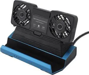10 in 1 Docking Station for Steam Deck, Rog Ally, Legion Go, Claw, 4K 60Hz Docking Station with Detachable Dual Cooling Fan, 4 USB Ports, 100W PD Charging, 1000Mbps