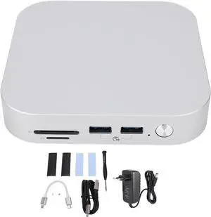 Zyyini Aluminum Alloy Stand Hub for Mini M4, Dock with Dual M.2 SSD Slots 10Gbps USB A Ports 40Gbps Bandwidth PCIe 4.0 Storage Memory Card Reader M4 Pro 2024 Docking Station (US Plug)