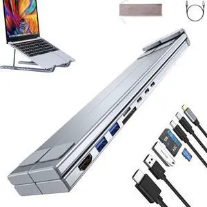 Civilized/Civilizek 8-in-1 USB-C Laptop Stand, Civilizek Laptop Stand, Type C Hubs Adapter, Civilized Laptop Stand, 2 USB 3.1, Pd 100w, for Office School and Home Use