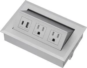 Brixwell QH0F-002 Hide A Dock Power Or Data Station with 1 USB A Port at 10.5 Watts and 1 USB C Port at 12 Watts Version Silver Finish