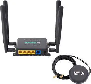 KUMA Connect PRO 4G LTE Router with SIM Card Slot - 300Mbps Portable WiFi Router for Wireless Internet in Home Travel Car RV - 2.4 GHz WiFi Router Mobile Hotspot Device & Outdoor Antenna 12vDC/240vAC