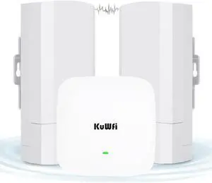 KuWFi Bundle of 300Mbps WiFi Bridge and 1800Mbps WiFi 6 Ceiling-Mounted AP Router