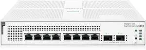 HPE Networking Instant On Switch Series 1930 8-Port Gb Smart-Managed Layer 2+ Ethernet Switch with PoE | 8X 1G | 2X SFP | 8X CL4 PoE 124W | US Cord (JL681A#ABA)