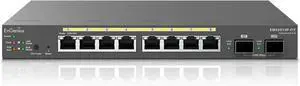 EnGenius Fit EWS2910P-FIT 8-Port Gigabit PoE Managed Switch - 55W Power Budget, Layer 2+ Management, SFP Uplinks for Small Business Networks