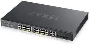 Zyxel 24-Port Gigabit Ethernet PoE+ Switch | Smart Managed | 375 Watt Budget | 4x Gigabit Combo Ports | Hybrid Cloud Mode [GS1920-24HPv2]