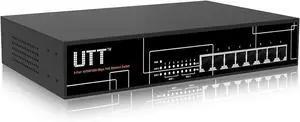 UTT 10-Port Gigabit PoE Switch with (8 PoE Ports + 2 Ports) AI PoE AI QoS AI VLAN AI Extend Internet Swtich 96W 802.3af/at for IP Camera AP
